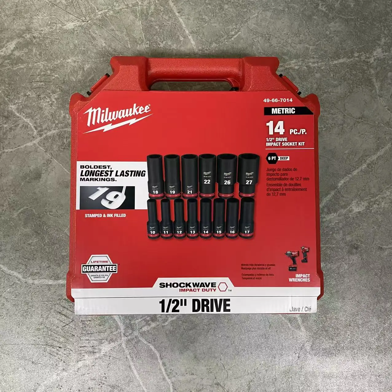 

Milwaukee 14 piece impact sleeve set 1/2 inch pneumatic electric sleeve 49-66-7014