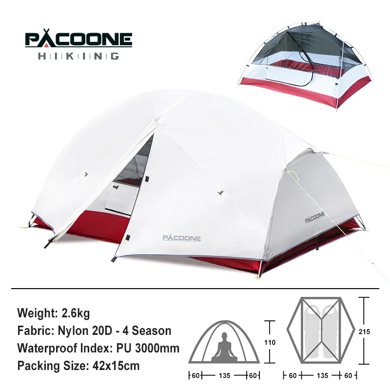 Imagem -03 - Pacoone-ultraleve Nylon Camping Tent Mochila Portátil Tenda de Ciclismo Impermeável ao ar Livre Caminhadas Viagem Praia Tent 20d Novo