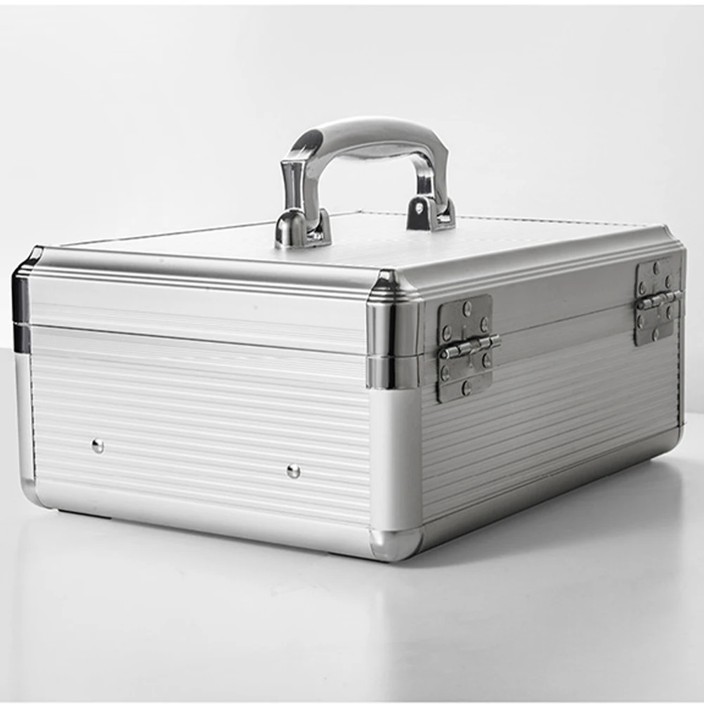 Multipurpose Portable Cashier Storage Case Anti-theft Cash Box Money Holder Household - B298 (Silver)