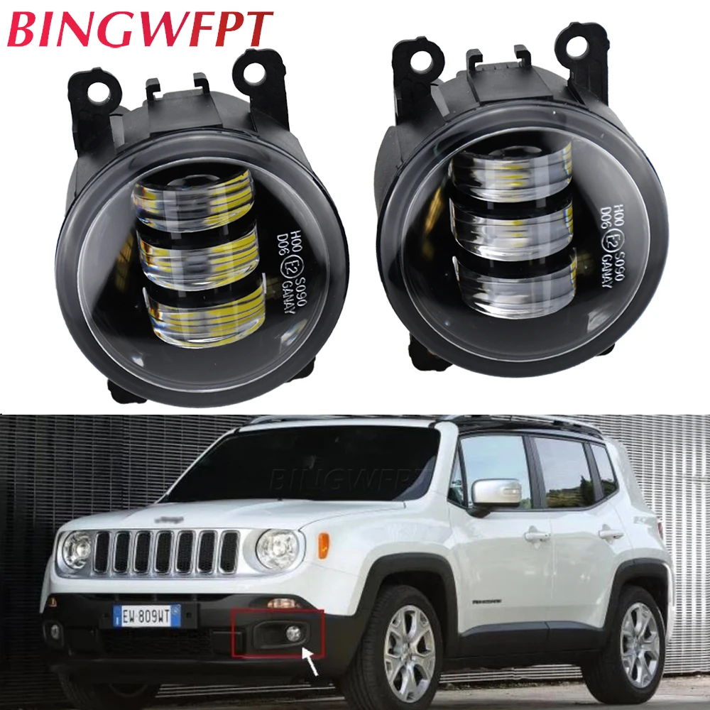 2X LED Fog Light Assembly For Jeep Compass Cherokee Renegade BU 2015-2017 Car Front Bumper Fog Lamp Daytime Running Light