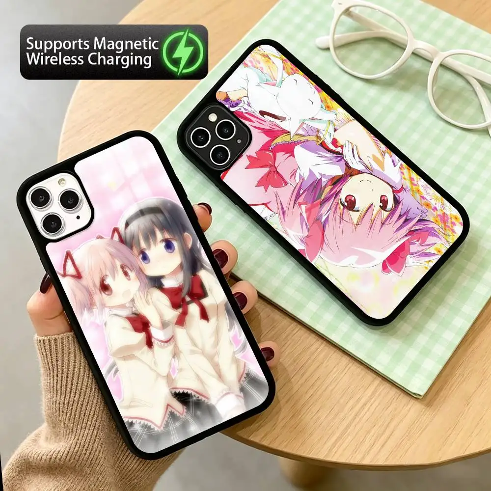 

Cute m-Madoka M-Magica Phone Case For iPhone17,16,15,14,13,12,11 Plus,Pro Supports Magnetic Wireless Charging