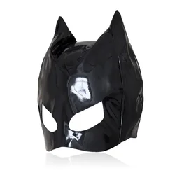 Sexy Mask Womens Tempting Half Face Headgear Cat Ears Masks Leather Face Mask Hood Catsuit Accessory Halloween Cosplay Props