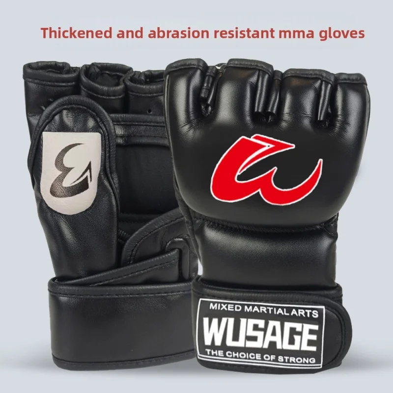

High-end Professional Boxing Training Gloves Half Finger Leather Cushion Adult Sanda Boxing UFC Training Sandbag Knuckles MMA