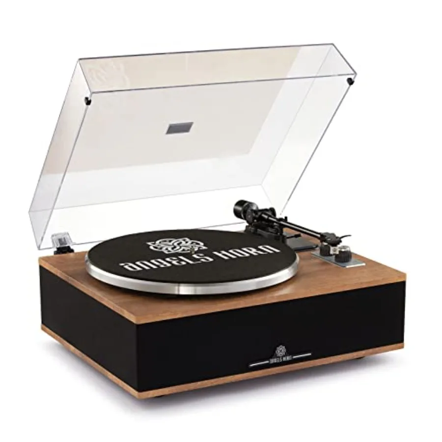 

Vinyl Record Player Bluetooth Turntable with Built-in Speakers Phono Preamp High Fidelity Belt Drive 2-Speed Black Magnetic Car