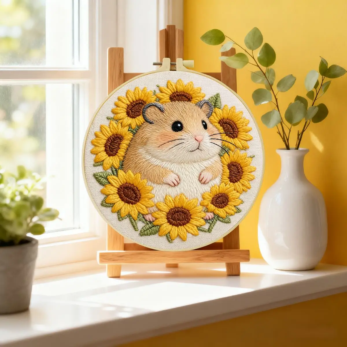 1 Stück 20X20CM/15X15CM 7,87/6,3 Zoll Hamster Stickerei Starter-Kit DIY-Kit DIY Stickerei-Set Handarbeits-Set für Anfänger – Detail 2