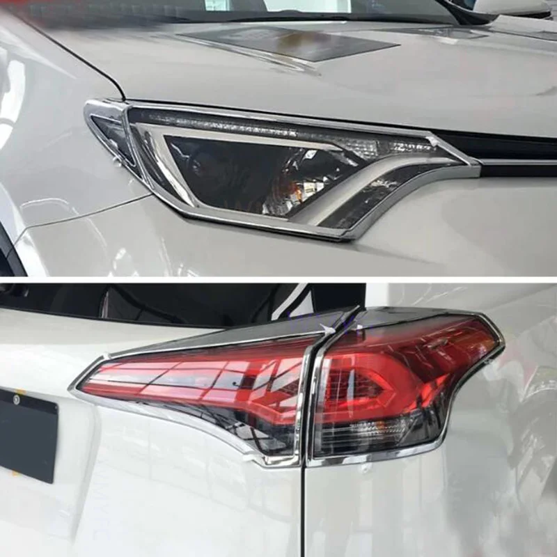 

Car Accessories For Toyota RAV4 2016 2017 2018 ABS Chrome Front Rear Headlight Tail Light Lamp Cover Trim