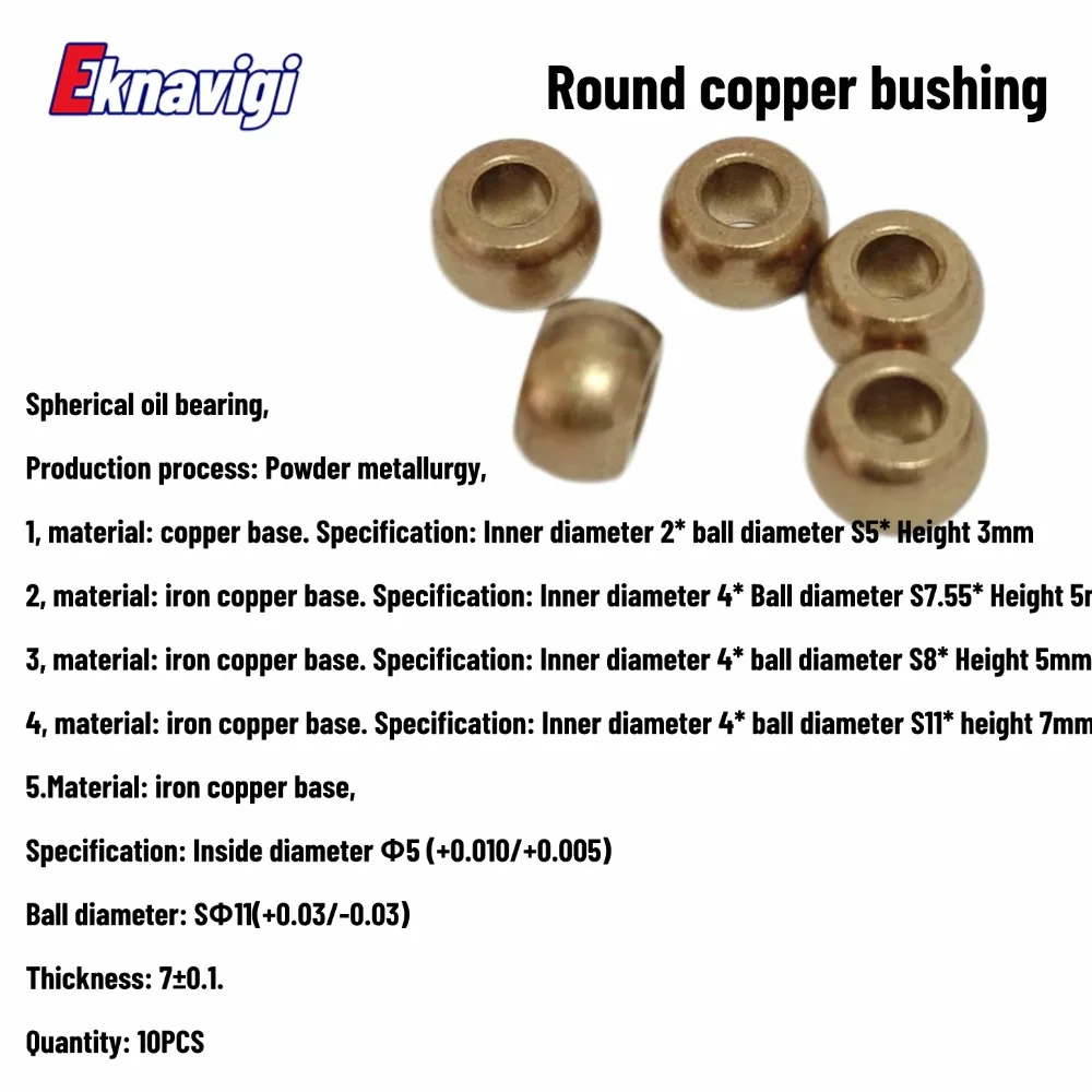 10PCS Self-lubricating Ball Bearings 10 Inner Diameter 2~6MM Round Copper Sleeve Spherical Oil Bearing