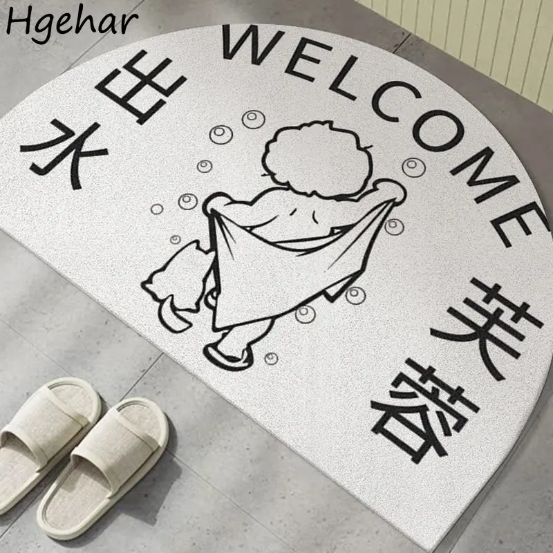 Cartoon Semicircle Bath Mats Cute Anti-slip Floor Pads Bathroom Welcome Entrance Doormat Modern Home Decor Dirty Resistant Mat