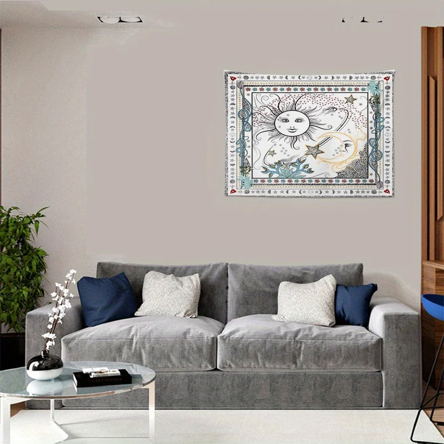 Celestial Sun and Moon Tapestry: Bohemian Wall Art for a Mystical, Unique, Enchanting, and Magical Decor Statement