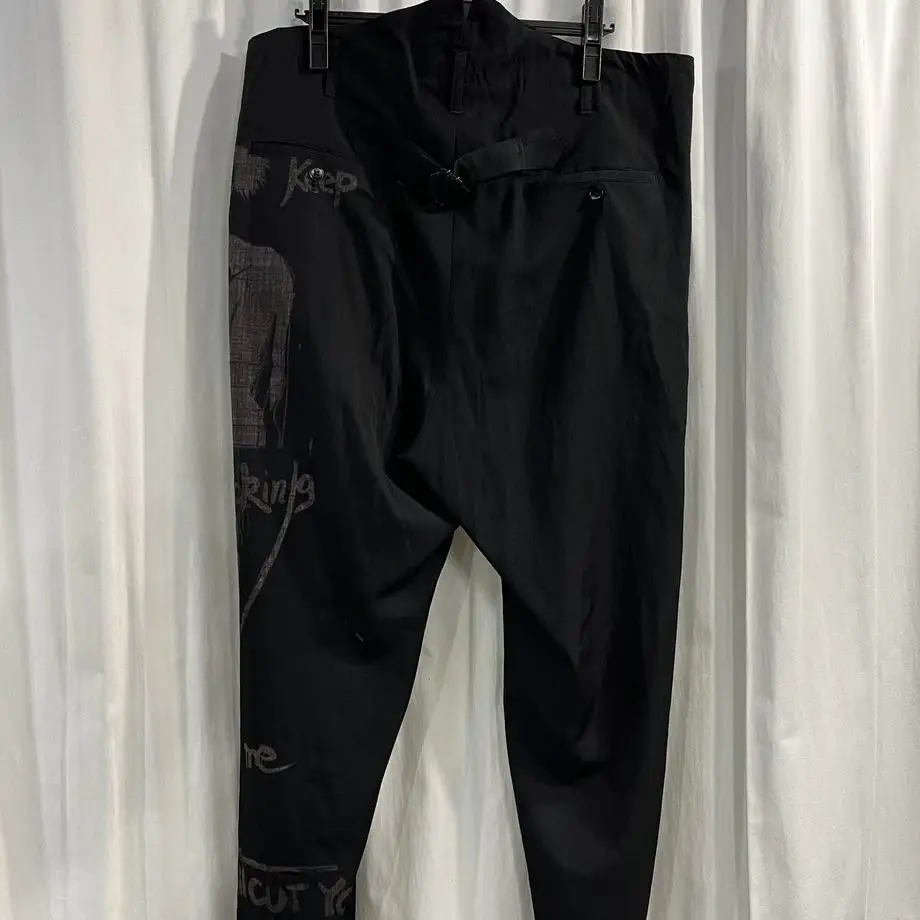 TOP-YAMAMOTO ® Black Elastic Waist Casual Pants Men's Ruffled Pants Japanese Men's Clothing