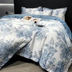 Plush Bed Sheet Four-piece Set Bedspread European-style Home Bed Sheet Quilt Cover Smooth Sleeping Bedding Set with Pillowcase