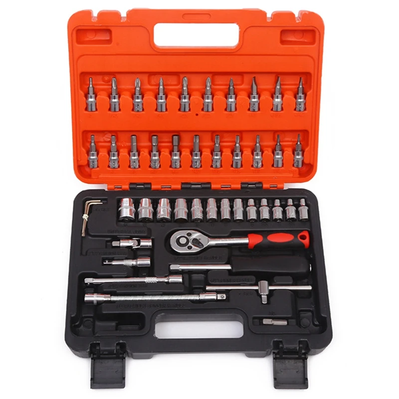 

45 Piece Set Of Hexagonal Socket Set, Hexagonal Wrench Set, Ratchet Wrench Set