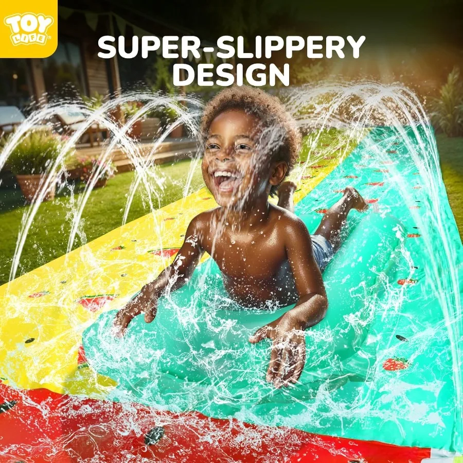 TOY Life Summer Slip Slide - Tobogán de quintal para idades de 4 a 8 anos, jogo aquático ao ar livre com escorregador e brinquedos