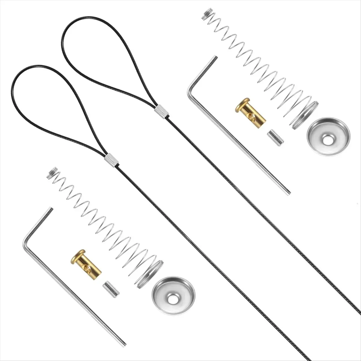 ABJS 2 Sets Gate Latch Cable Pull String,Adjustable Spring Door Latch Opener, 2-6 Inch for Metal and Wooden Fences in Garden