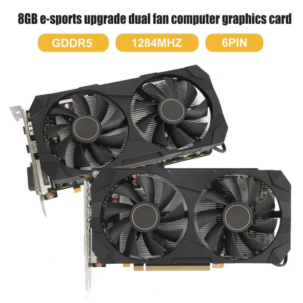 بطاقات الرسومات RX 580 8G 2048SP 256Bit GDDR5 DP DVI GPU RX580 8G بطاقة الفيديو