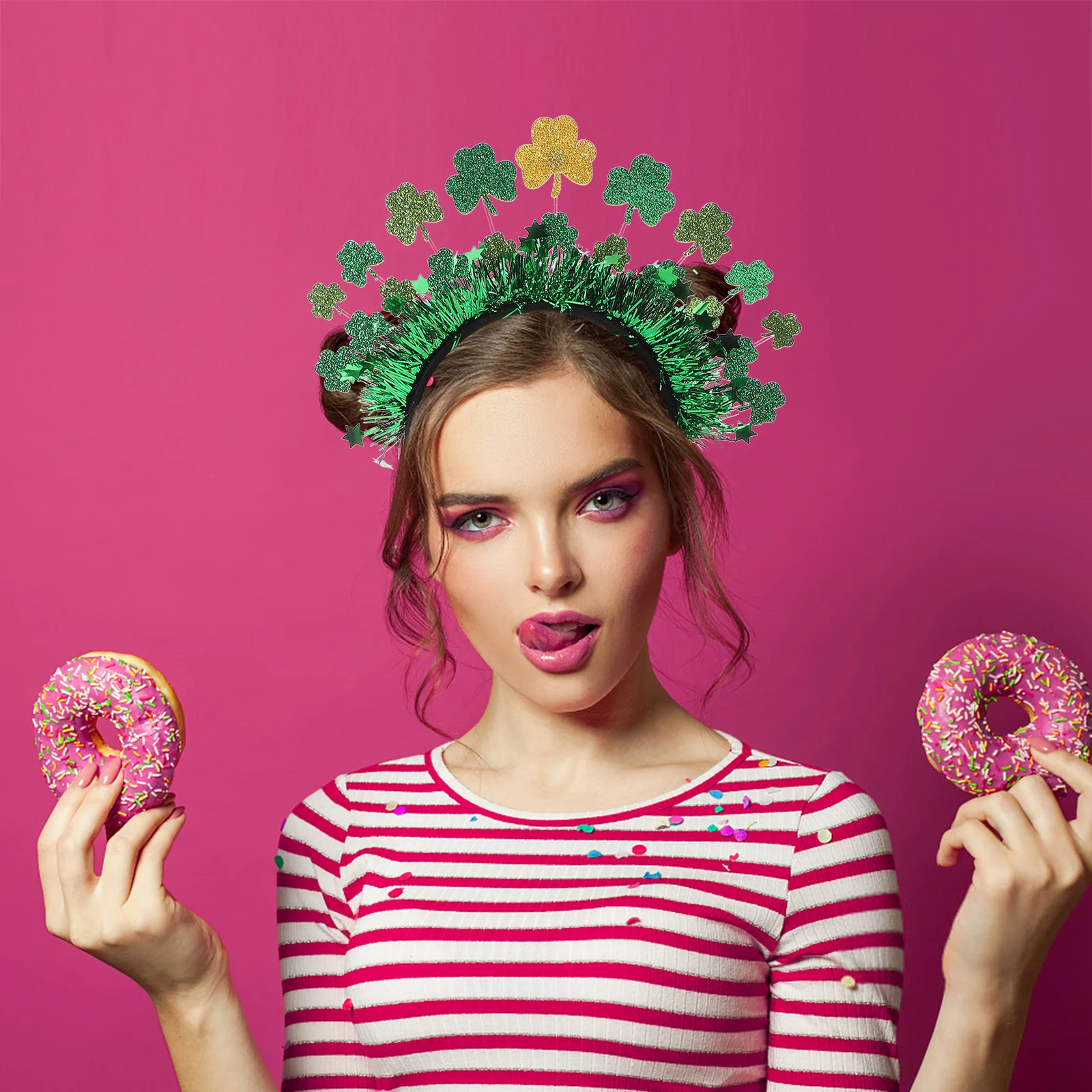 

Green Shamrock Headband St Patricks Day Hairband Cute Costume Accessories for Women Birthday Party Stage Holiday