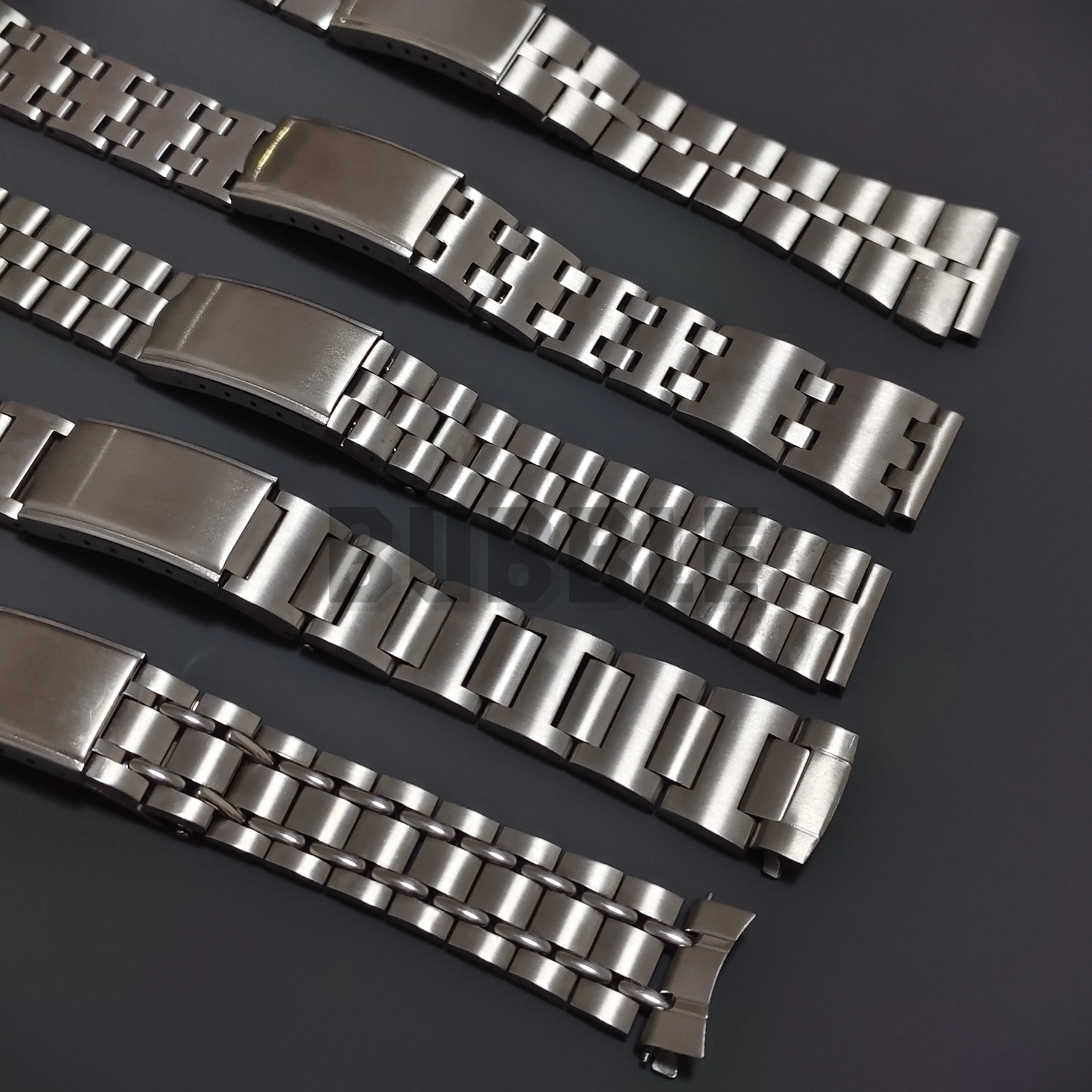 ステンレス製ヴィンテージ折りたたみバックルクラスプブラシブレスレットシルバー、SKX腕時計対応