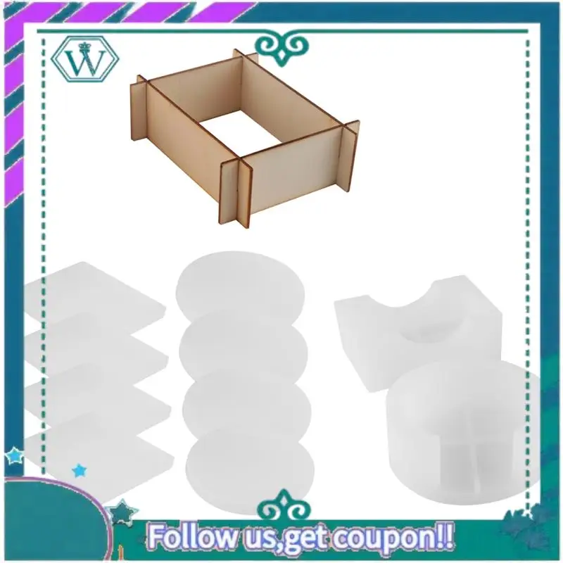 Upgraded Silicone Coaster Molds For Resin Casting,Epoxy Resin Coaster Molds Kit Including 8 Pcs Coasters And 2 Pcs Holders Molds