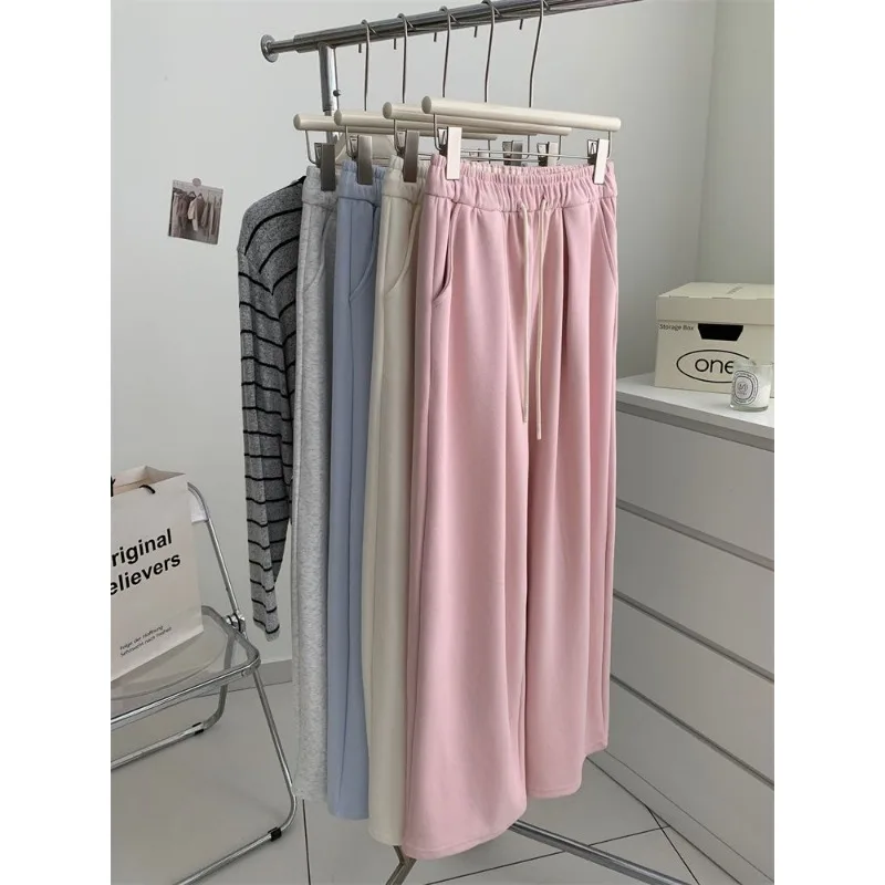 ハイウエストストレートレッグカジュアルスポーツパンツ女性用ルーズスリミングワイドレッグパンツ秋冬新スタイル
