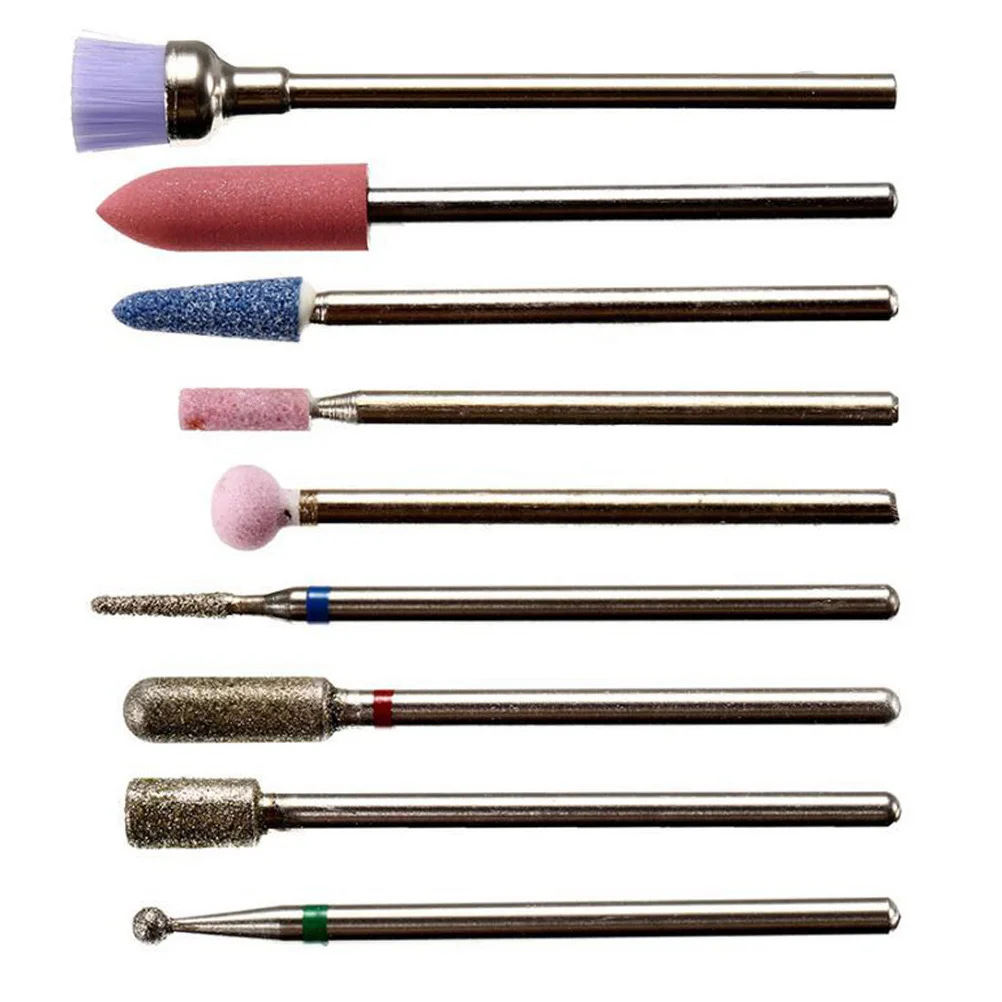 9 قطعة أداة آلة تلميع المعادن لطحن الأظافر لإزالة الجلد الميت لقم الثقب المخاريط المستديرة