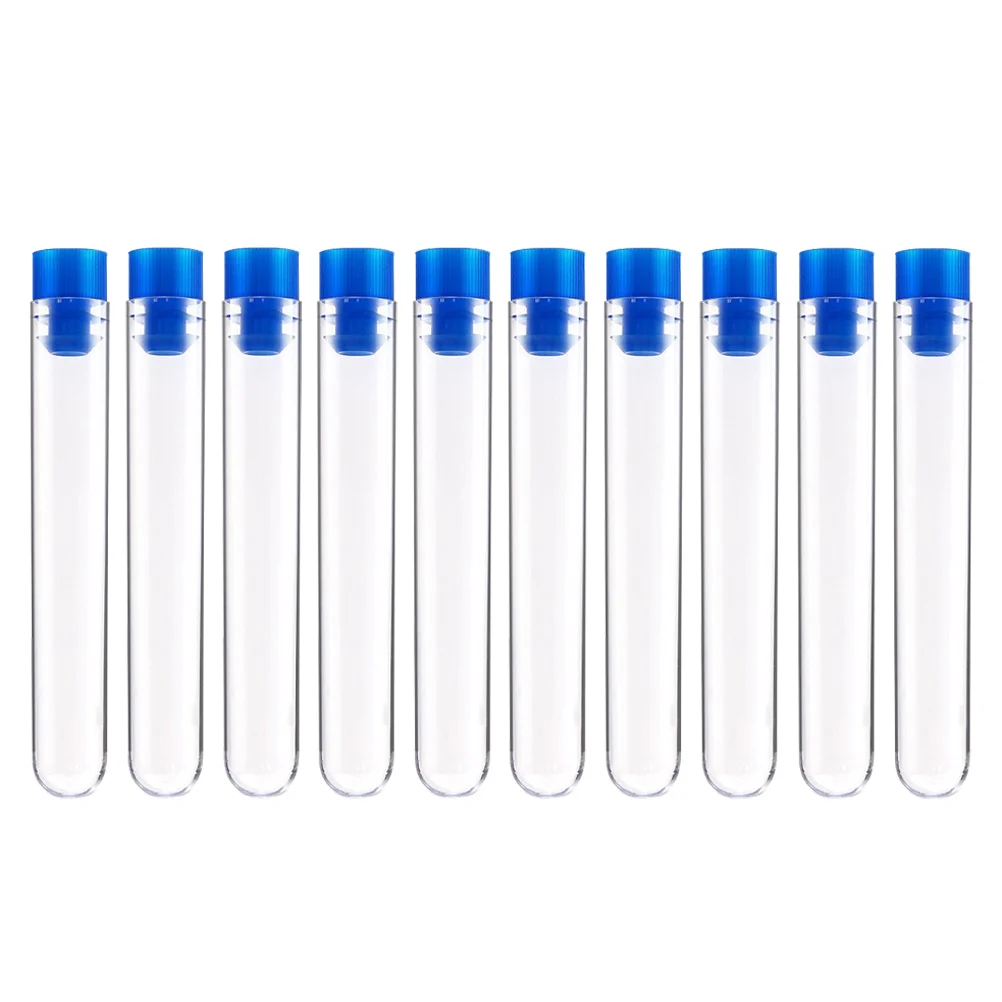 

50 Pcs Test Tube Centrifuge Tubes with Lid Plastic Pipe Disposable 10X16CM Blue