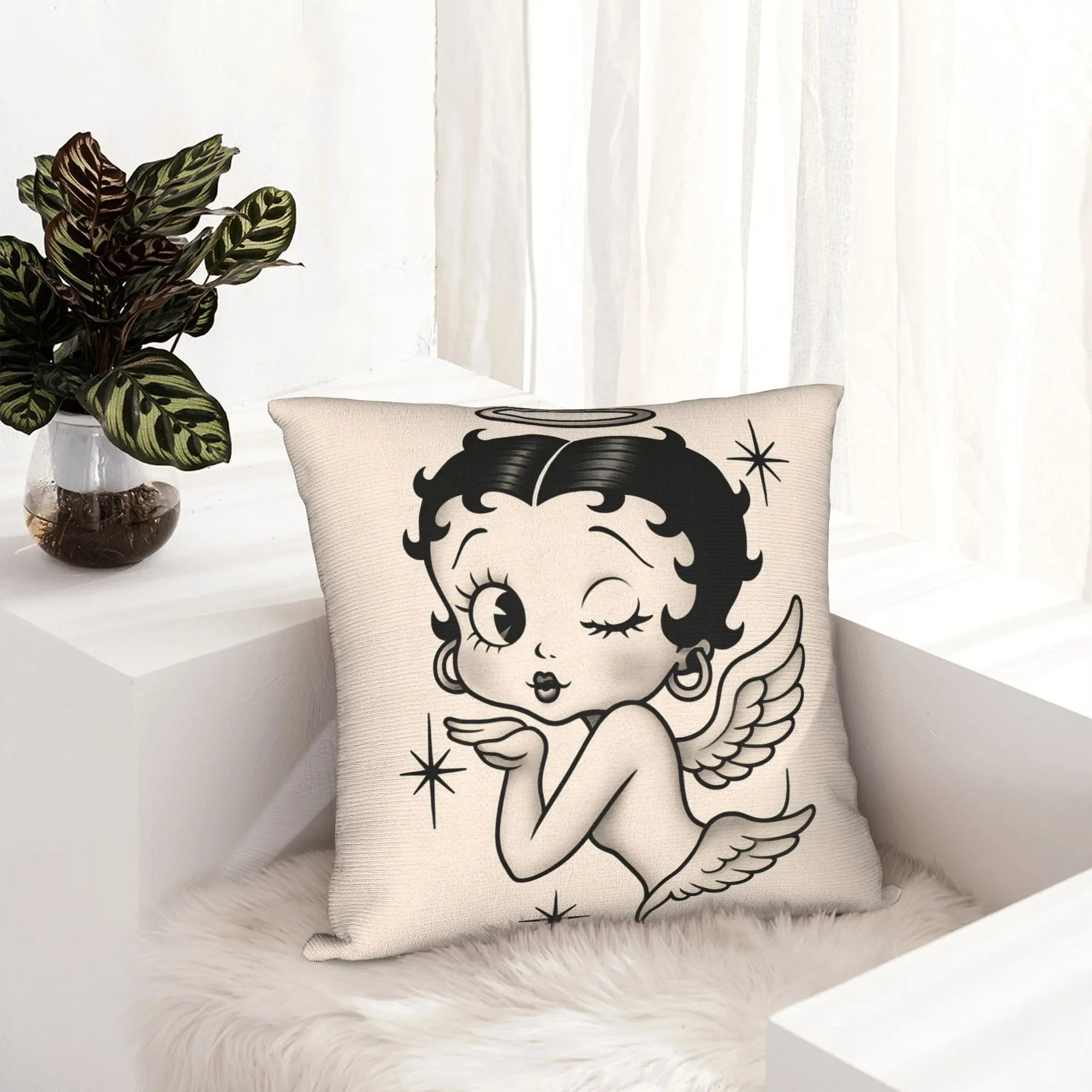 Anime B-Betty BoopS Pillowcase Printing Fabric Cushion Cover Decoration Cartoon Pillow Case Cover Home Square 45*45cm