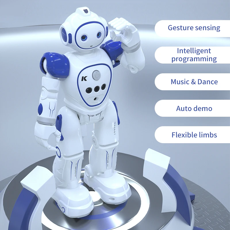 2,4 Ghz Fernbedienung Roboter Singen Und Tanzen Englisch Roboter Spielzeug Geste Sensor Roboter Fernbedienung Spielzeug Blau Grau