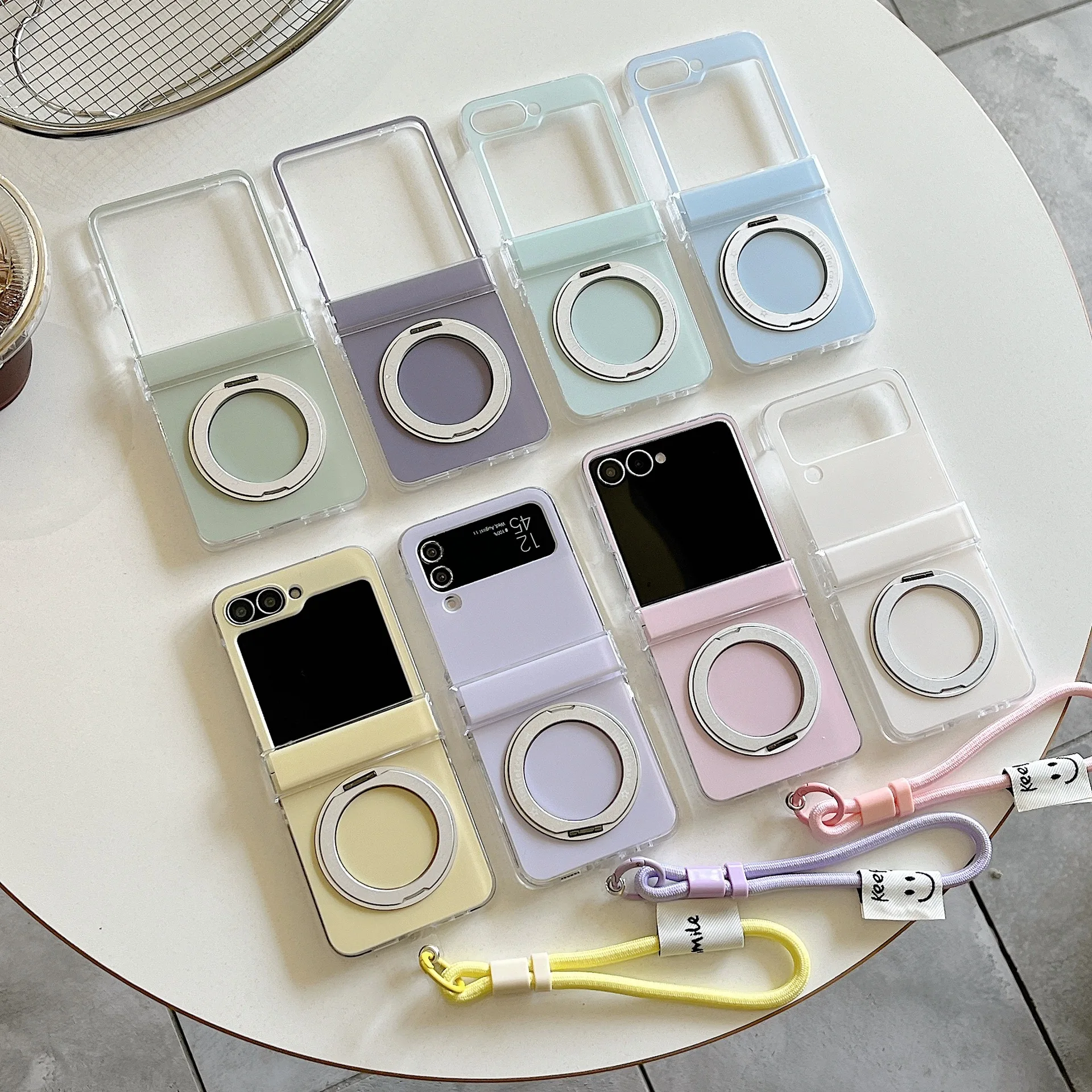 Macaron Colored Magnetic Bracket for Samsung Galaxy Z Flip 8 7 6 5 Protective Back Cover for ZFlip8 ZFlip6 ZFlip7 Case Shell