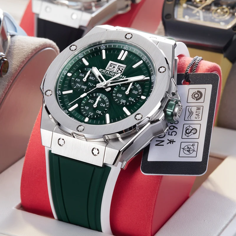 

Многофункциональные мужские механические часы CERIEPON Blue Planet Series, полностью автоматические часы, светящиеся, водонепроницаемые