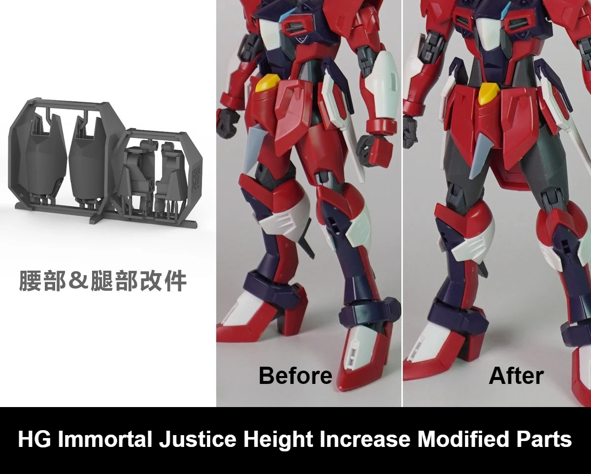 3D Printed Height Upgrade Leg Waist Mod Parts Fit HG 1/144 Rising Freedom Immortal Justice Model Kit  Hobby Modified Accessories