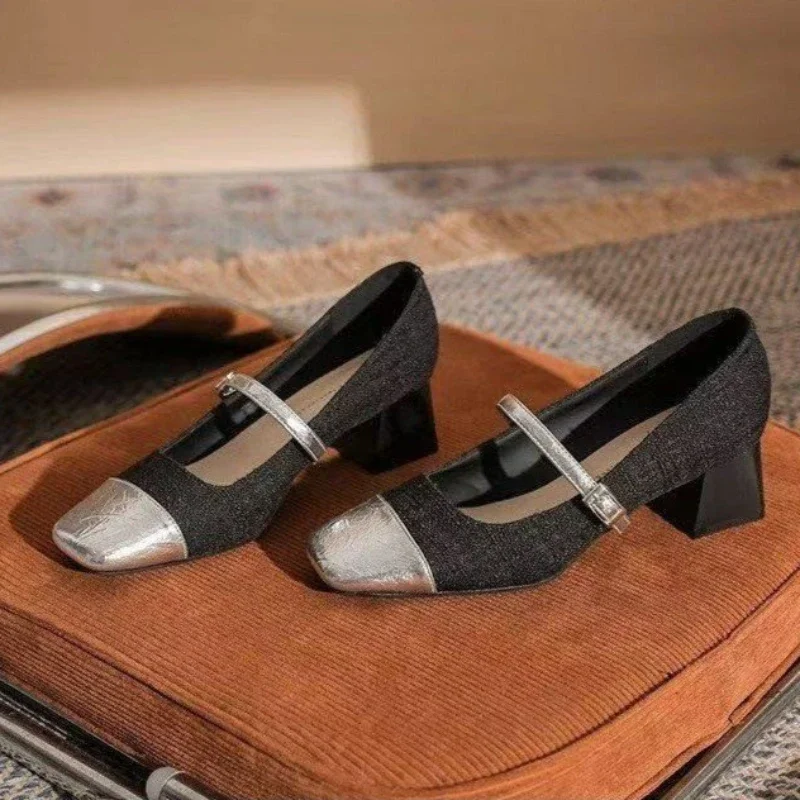 

Женские туфли Мэри Джейн с квадратным носком, элегантные пикантные туфли на высоком каблуке, весна 2026, новые туфли-лодочки, неглубокие сандалии, вечерние Mujer Zapatos