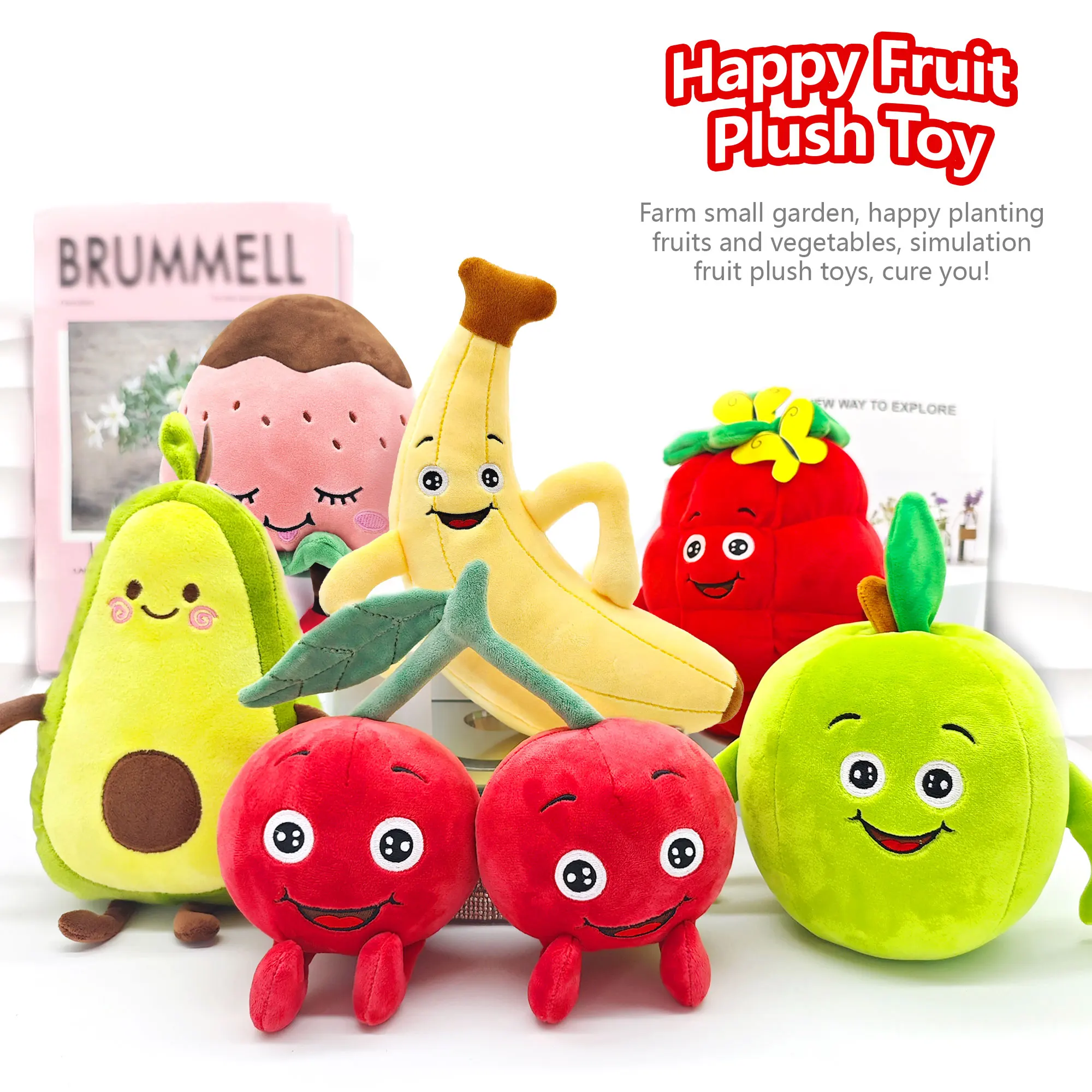 Simpatici giocattoli di peluche serie frutta, i migliori accessori per carrelli, bambola mela verde, bambola Banana carrello elevatore, regalo di compleanno