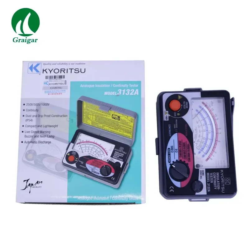Hot Sell Kyoritsu 3132A Analogue Insulation Continuity Tester with Designed to Meet IEC 61010-1 Safety Standard