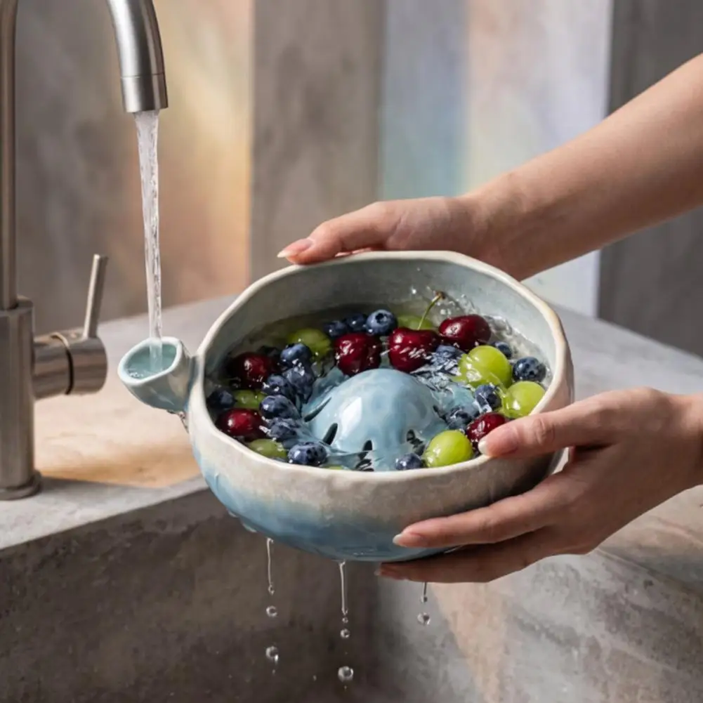 Berry Swirl Bowl Self Spinning Berry Washing Bowl Berries Rinse And Drain Bowls With Vortex Washing Design Fruit Washer Colander