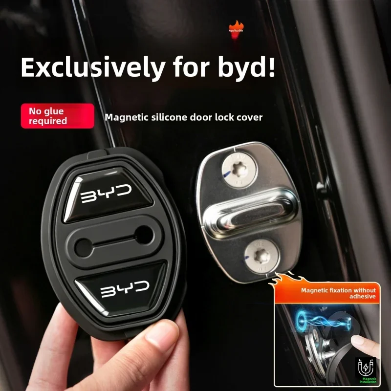 4Pcs Magnetic Silicone Door Lock Cover For BYD Atto 3 Dolphin Seal Song Qin, Anti Rust Dustproof Car Door Latch Protector Access