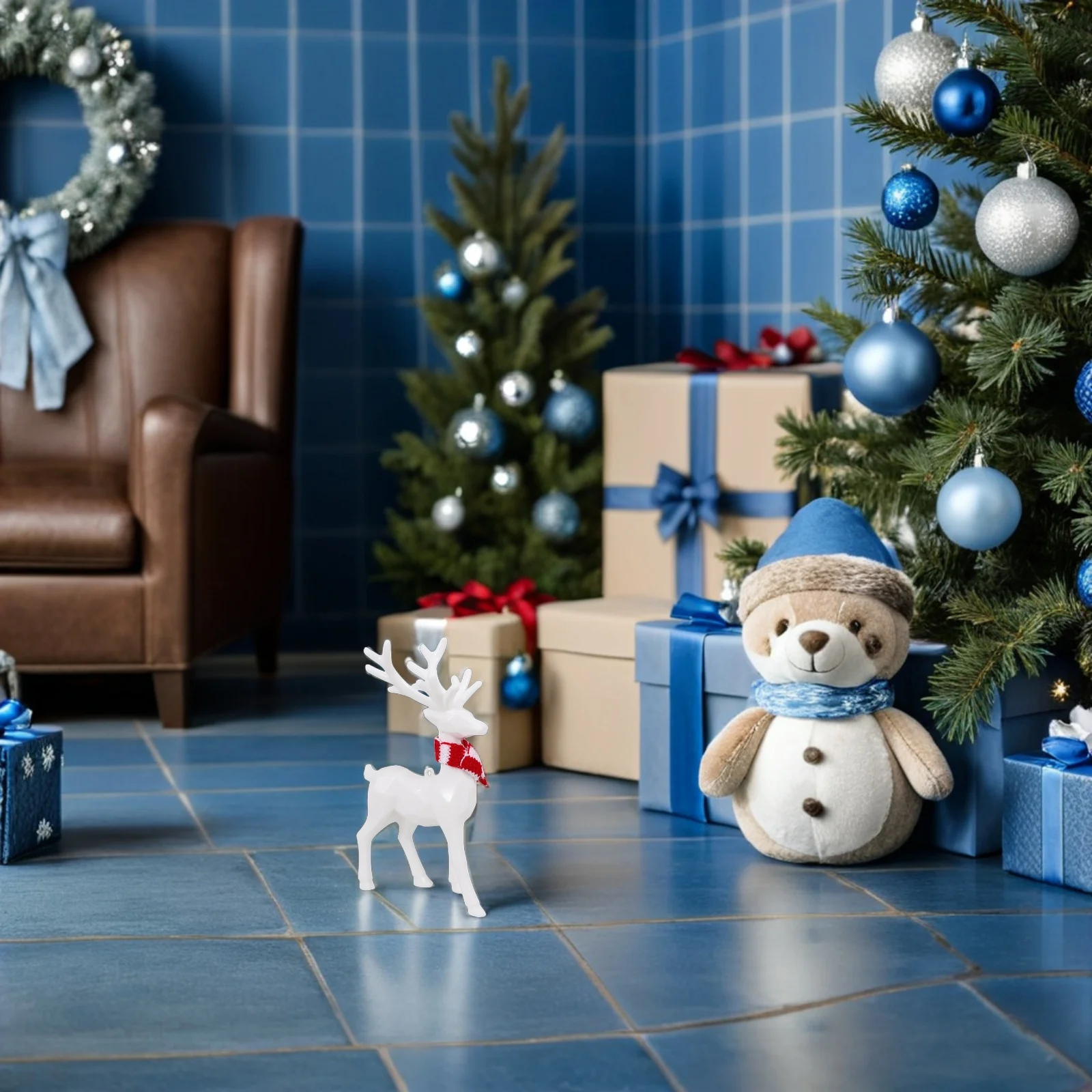 

4Pcs Christmas Acrylic Reindeer Decorations Transparent Tabletop Ornaments Holiday Party Decor Indoor Mantle Shelf White