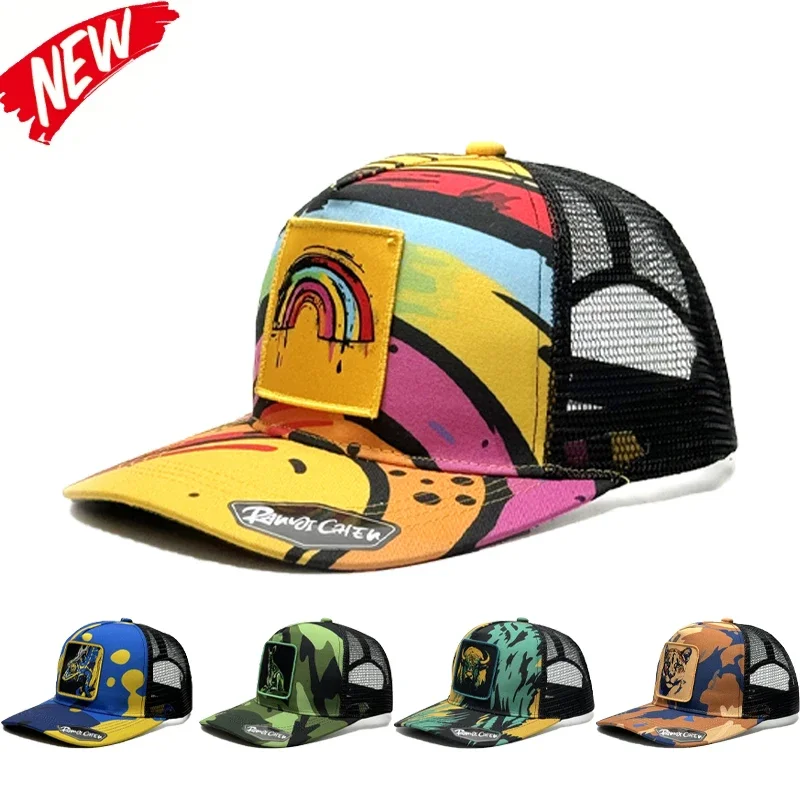 Fashion Trucker Caps Colourful Embroidery Patch Four Seasons Snapback Baseball Cap for Men Women Adjustable Visor Gorras Hombre