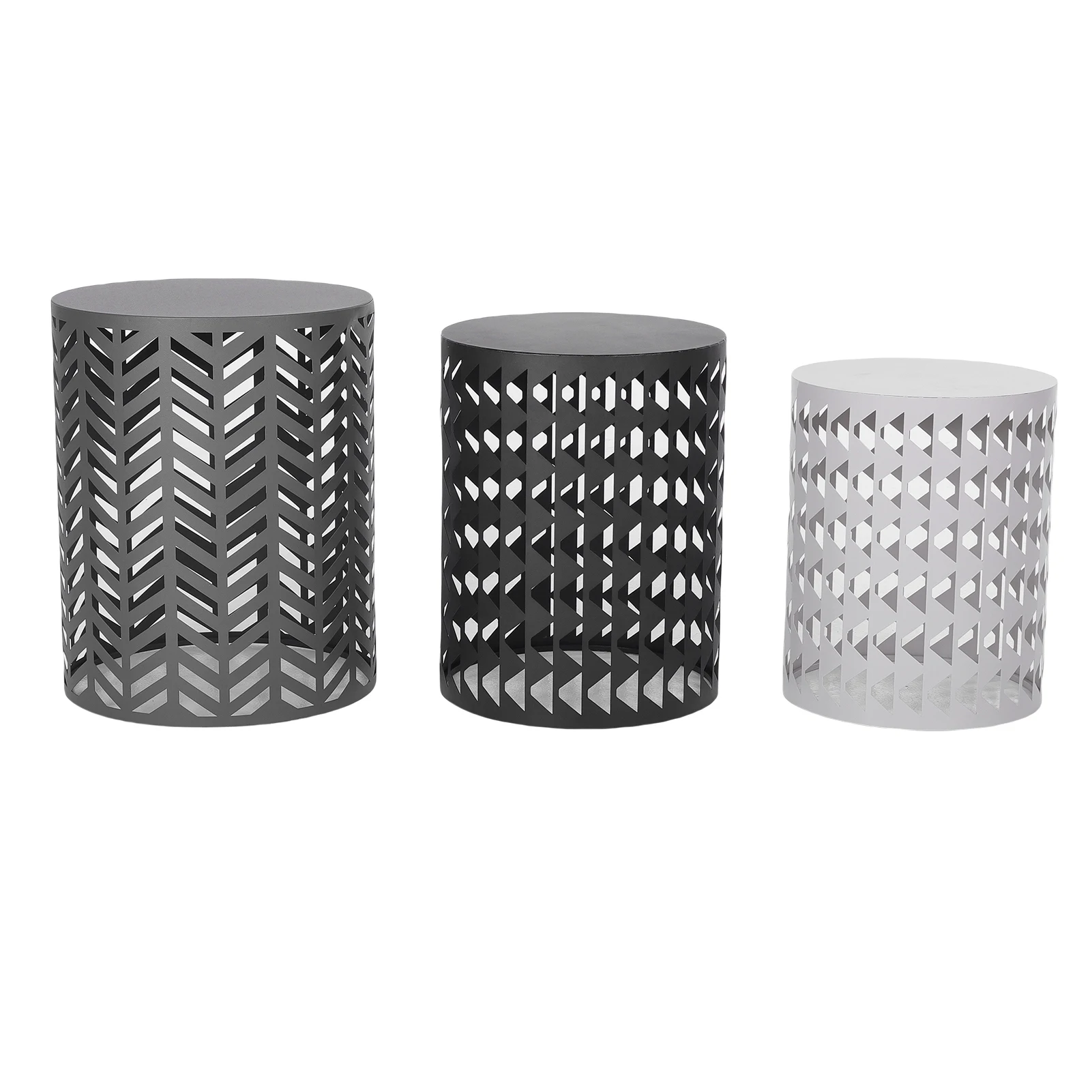 Garden Stools Cylindrical Metal Stool Set for Outdoor Patio Terrace Decoration Cylindrical Garden Stool Metal Patio Stools