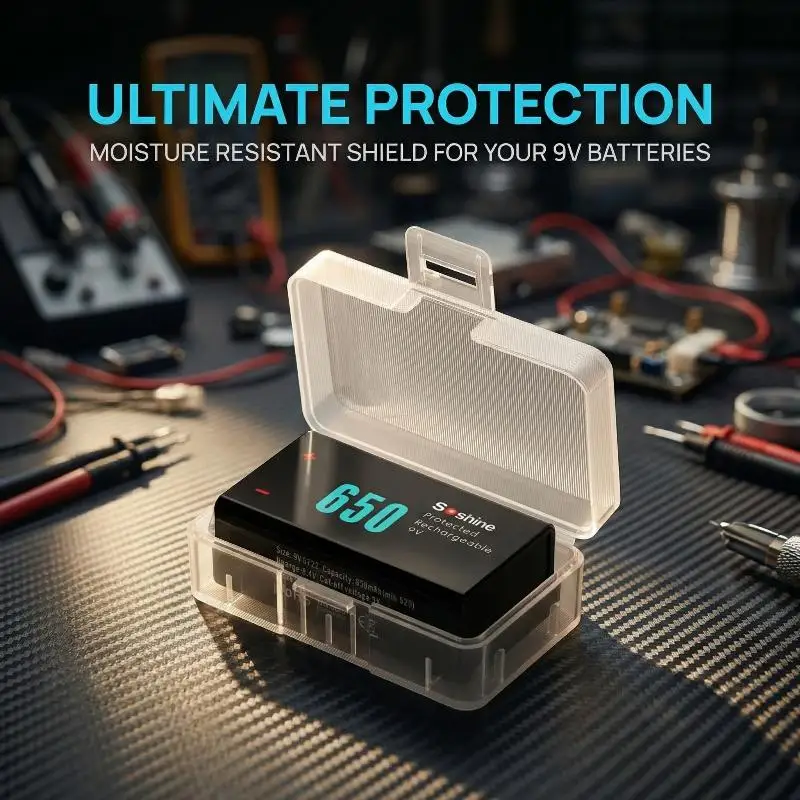 5Pcs 9V Battery Transparent Plastic Storage Box Case Holder Cell Container
