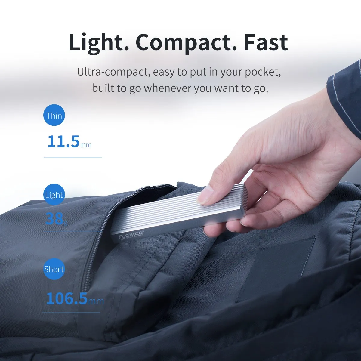 ORICO-carcasa M.2 a USB tipo C 3,1, adaptador de SSD para NVMe PCIE, caja de disco SSD de aleación de aluminio, 10gbps, M.2
