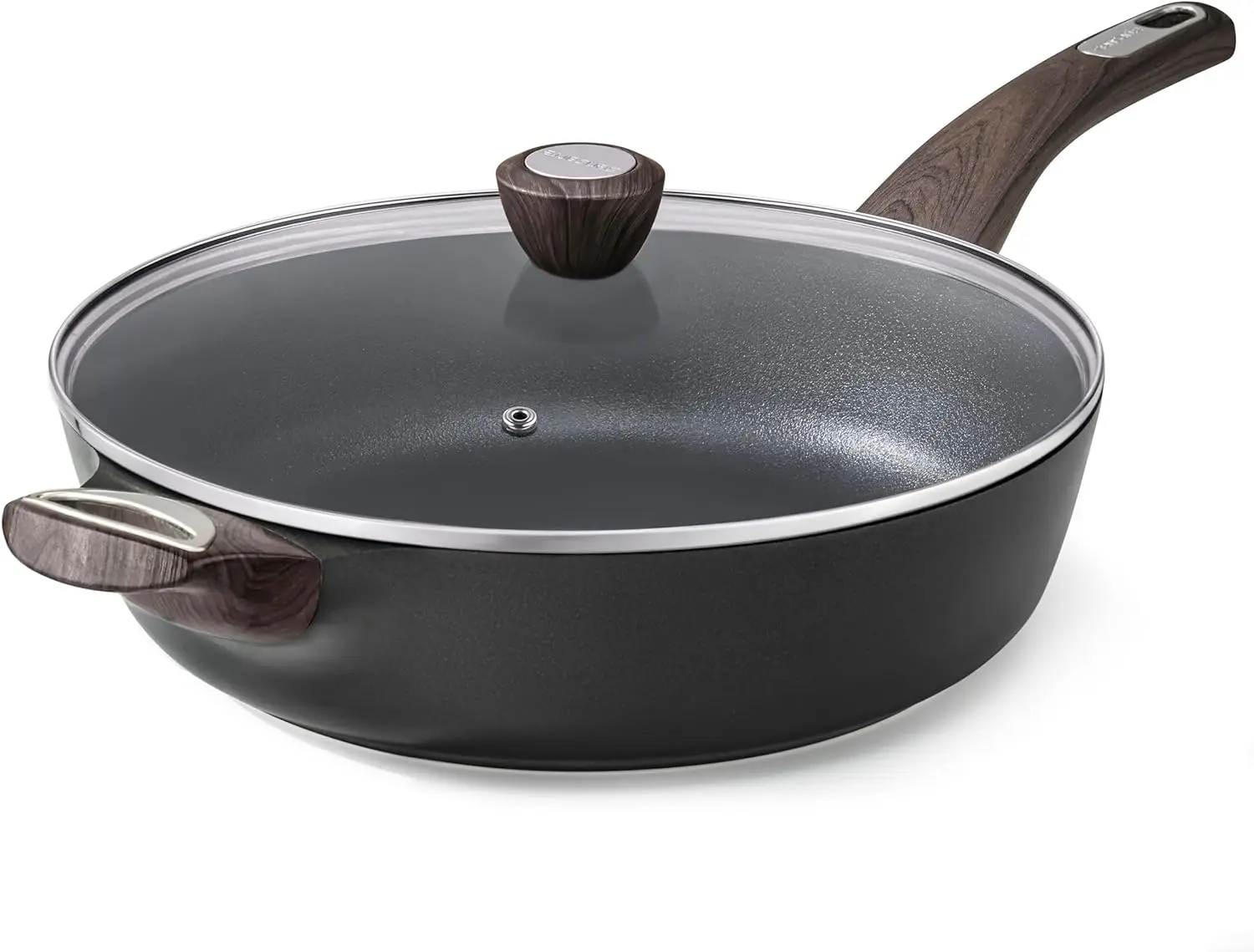 

12 Inch Large Deep Frying Pan with Lid, 5 Qt Non Stick Saute Pan, Induction Compatible, PFOA PFOS Free