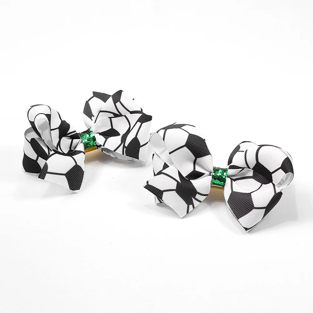 

4pcs Football Hairpin Soccer Bow Clips Oversized Bows for Girl Children Small Metal Accessories Hair Bow Ribbon