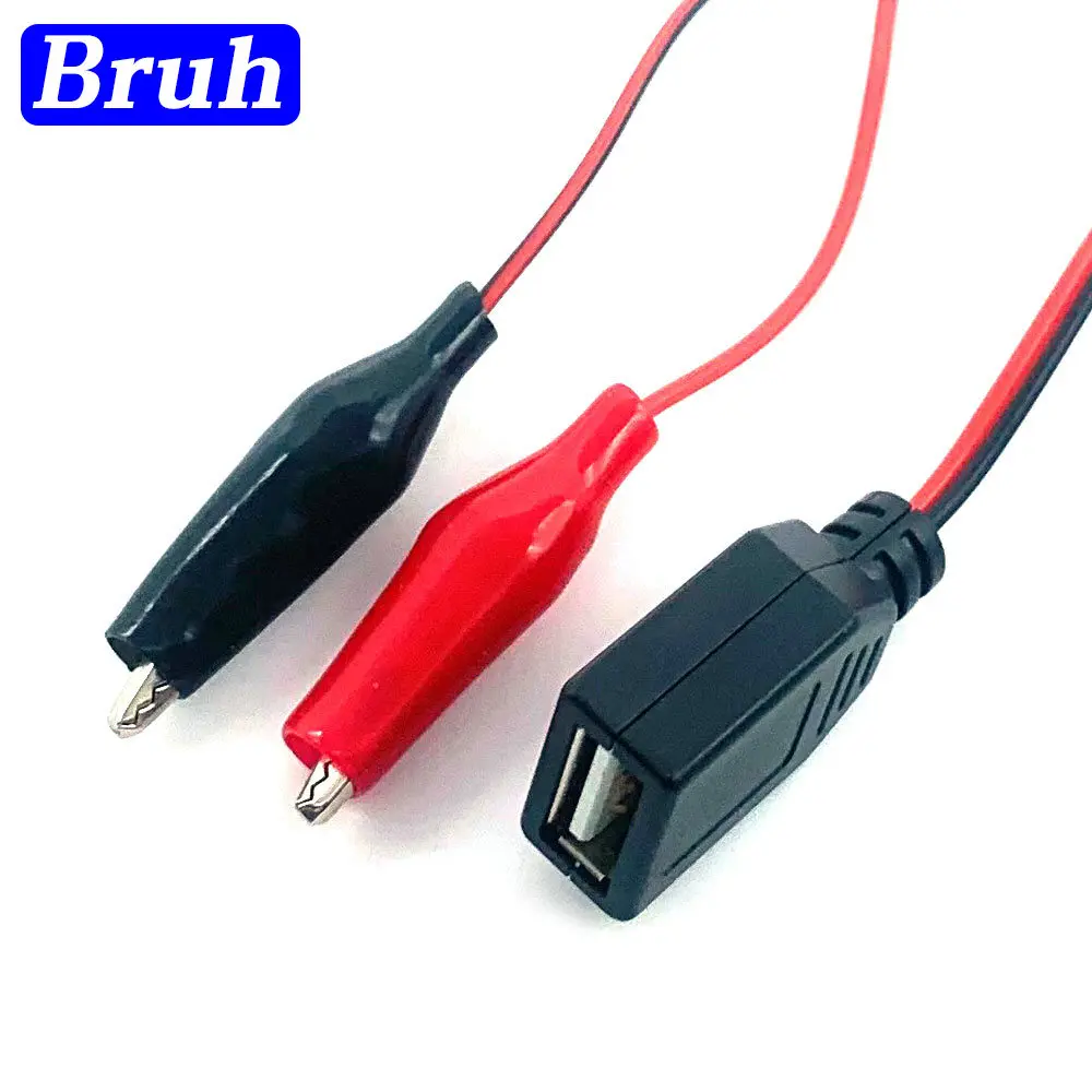 USB Male Female Connector Plug Alligator Test Clips Power Supply Adapter Cable Crocodile Electrical Clip DC 5V