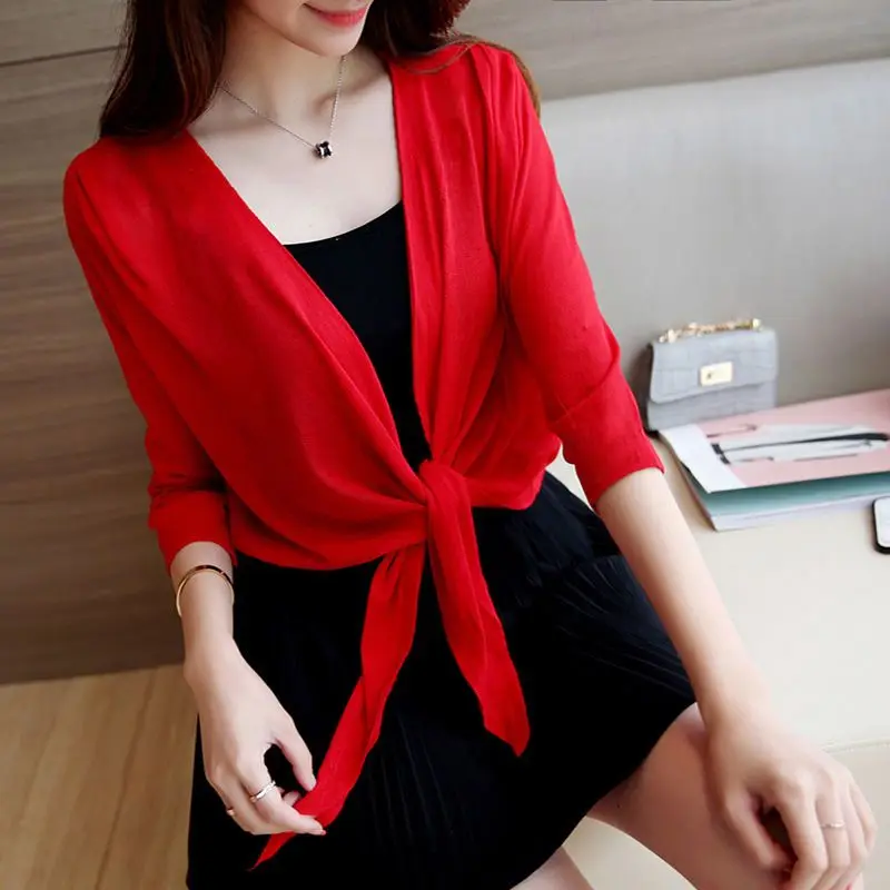 Summer 2023 Women's Short Outerwear Shawl Style UV Protection Beach Sunscreen Mesh Cardigan Thin Air Conditioning Shirt