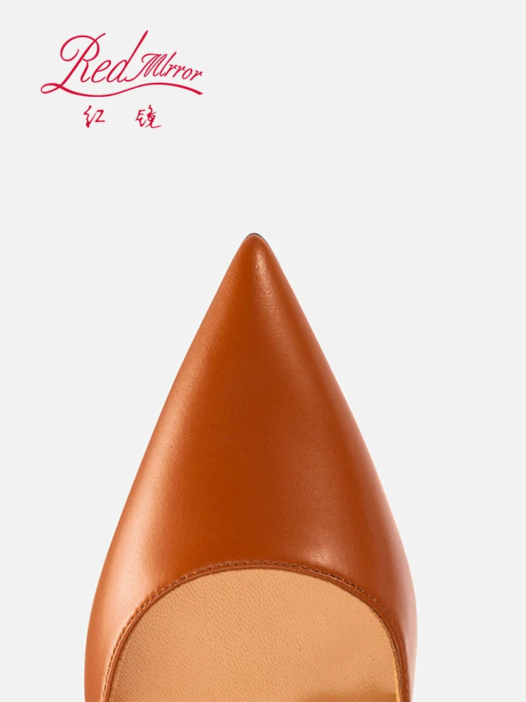 2025 New Red soled High Heels Handmade Women's Shoes Brown Soft Genuine Leather Shallow Mouth Pointed Fine Custom Shoes