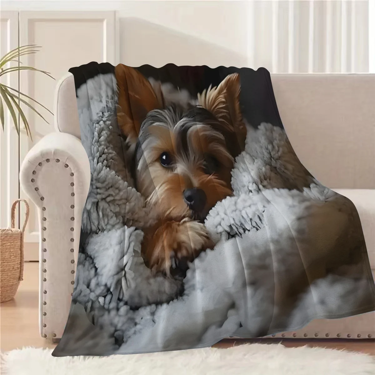 Ultimate Fuzzy Puppy Face Throw Blanket Cozy Plush Sherpa Throw for Living Room Couch Decor Pet Lover Gift Home Winter Warmth