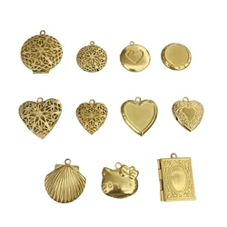 BoYuTe (10 Pieces/Lot) Raw Brass Locket Wholesale Openable Photo Locket Pendant Vintage Jewelry Pendant Materials