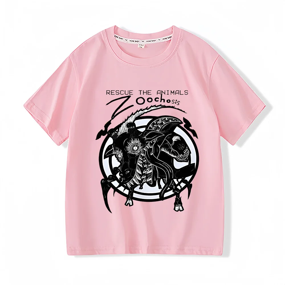 Zoochoides-camiseta infantil de manga curta, casual, com design de animais, gola redonda, streetwear, novo, verão