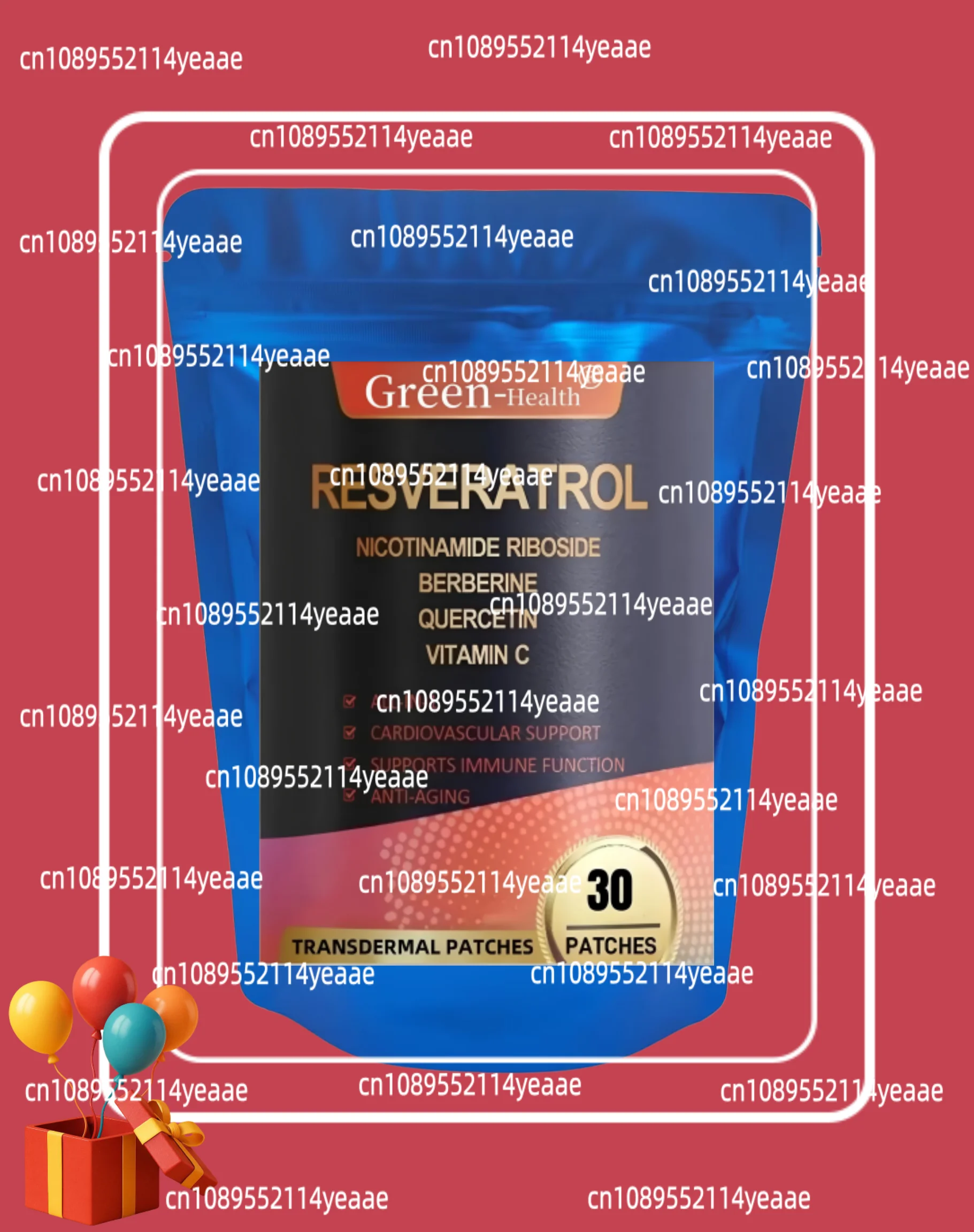 30 Patches Resveratrol Transdermal Patches With Berberine Quercetin Antioxidant Heart Support