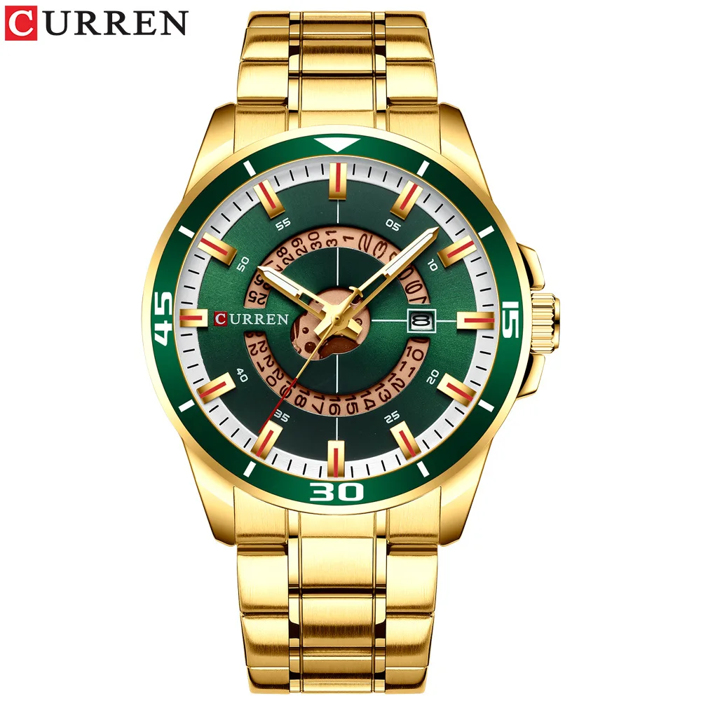 CURREN 8359 Top Brand Men's Watch Quartz Waterproof Calendar Timing Stainless Steel Strap Business Sports Men's Watch